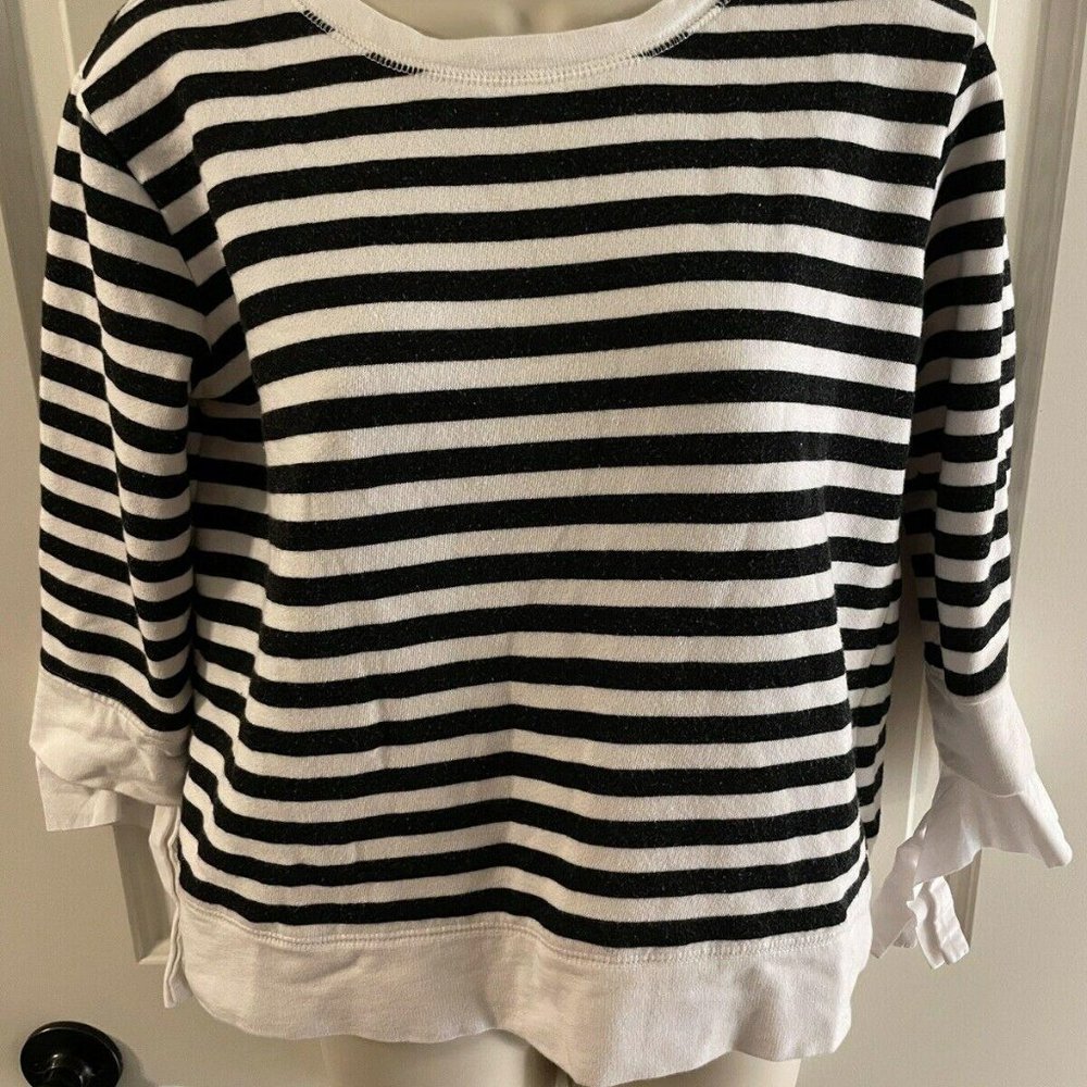 Gibson Women’s Top With Tie Sleeve Black And White